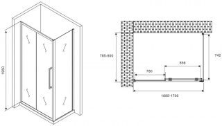 Душевой уголок ABBER Schwarzer Diamant AG30170H-S80 170x80см хром